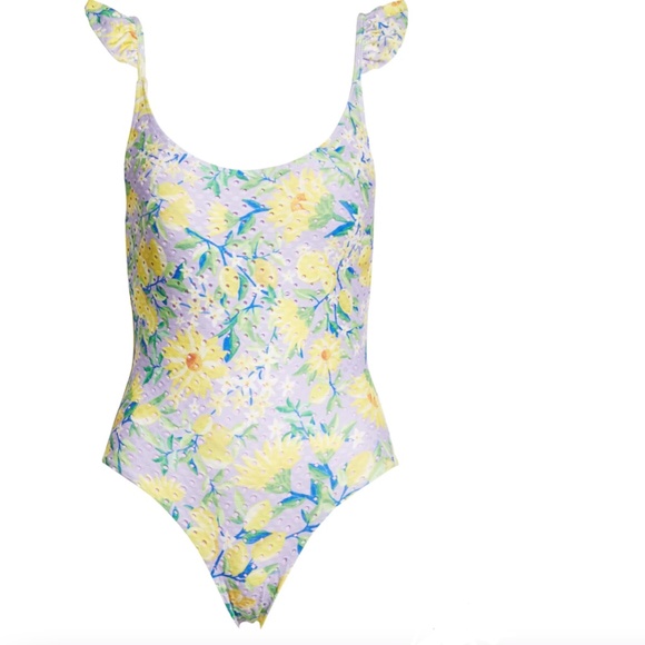 NWT $165 FARM RIO Lemon Dream Ruffle One-Piece Swimsuit in size XL! - Picture 5 of 7